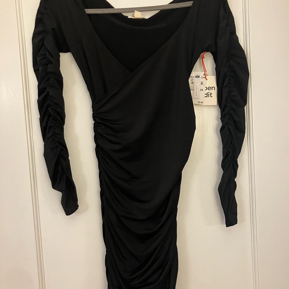 Open Edit V-Neck Ruched Dress